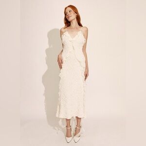 BARDOT Marsella Ruffle Midi Dress in Ivory S